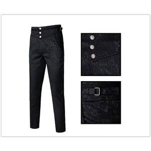 Mens Gothic Pants 2XL Cosplay Costume Trousers Steampunk Victorian Black NEW